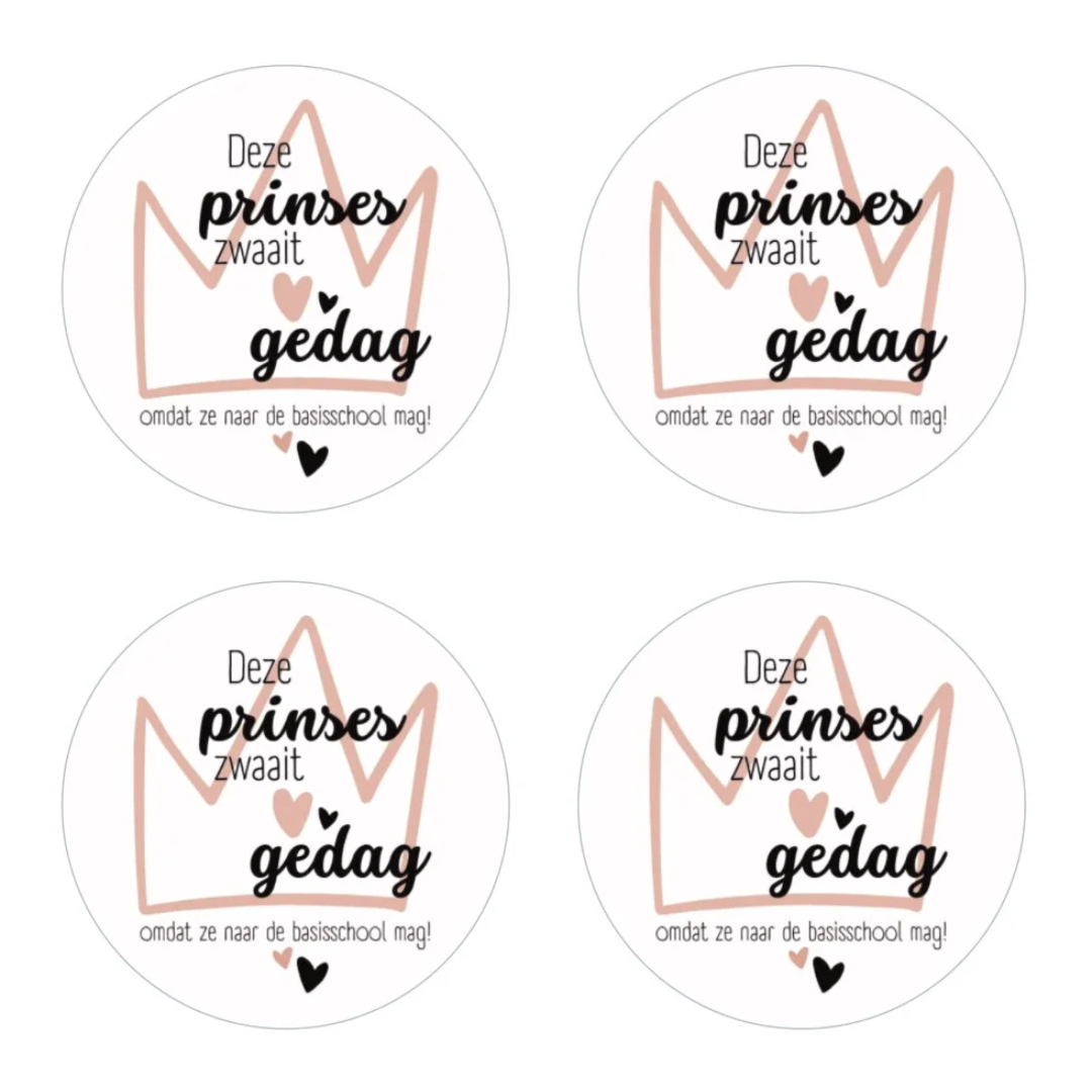 Cadeausticker "Deze prinses zwaait gedag" (set van 24), sluitsticker