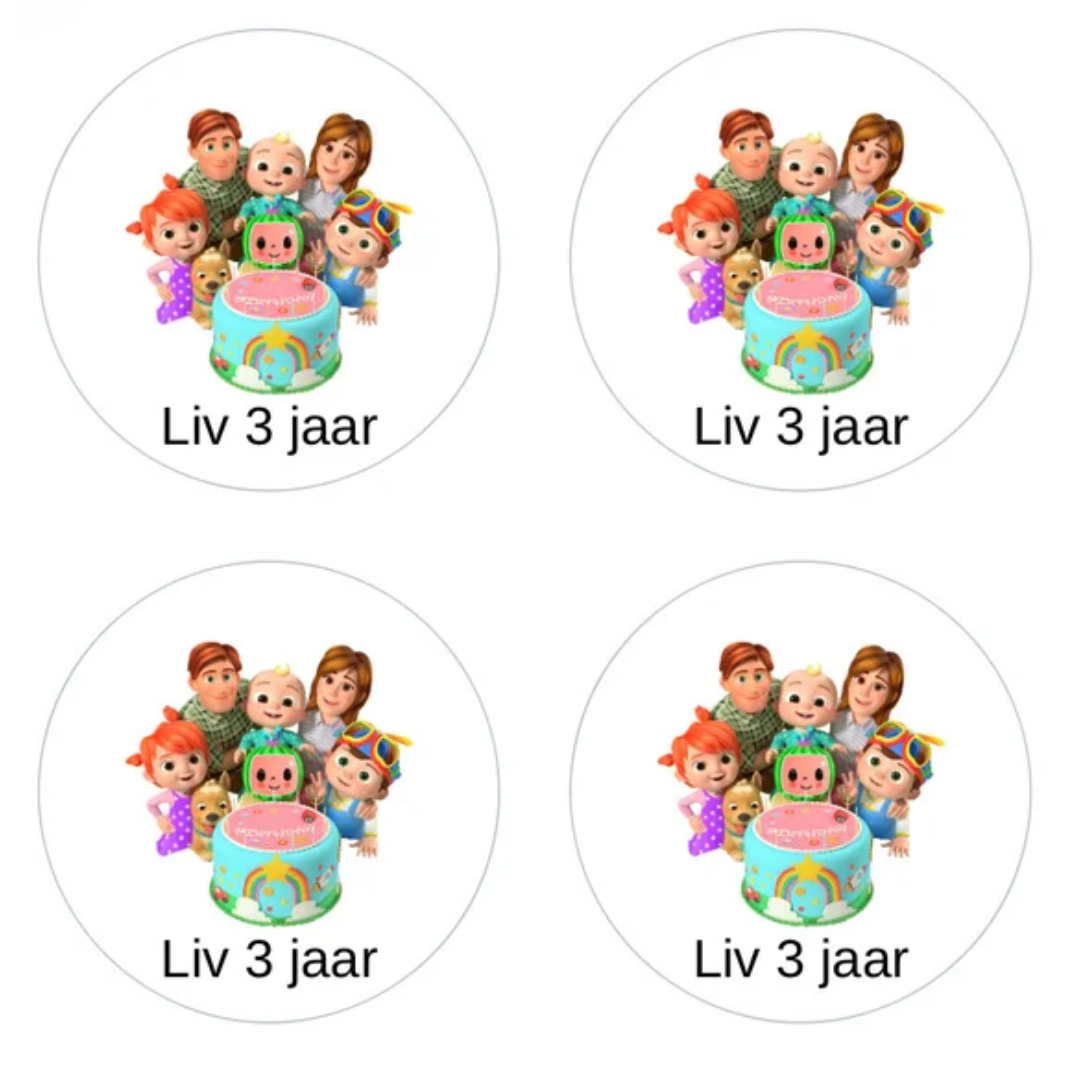 Cadeausticker "Cocomelon" (set van 24), sluitsticker