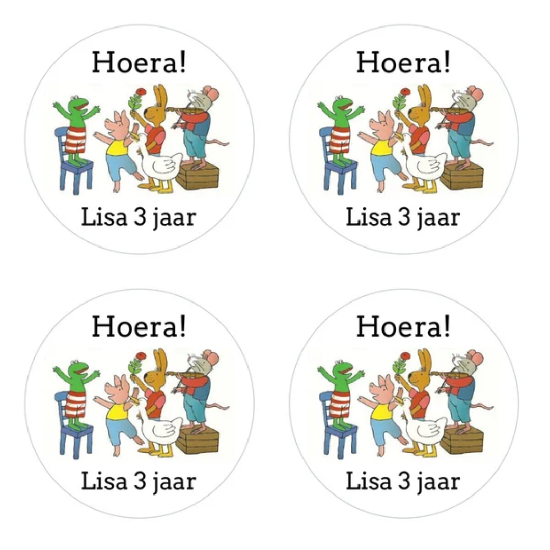 Cadeausticker "Kikker en vriendjes" (set van 24), sluitsticker
