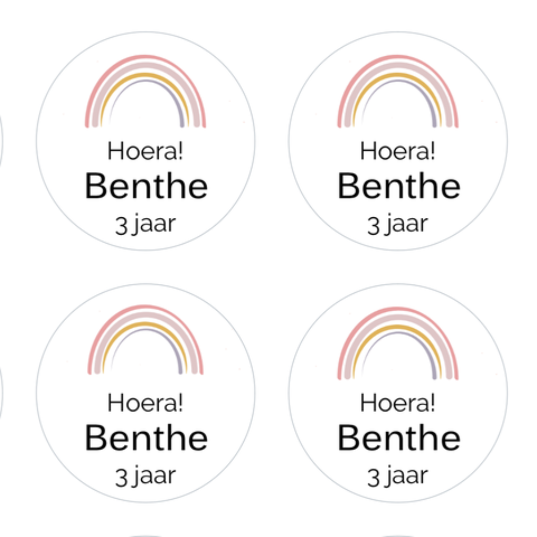 Cadeausticker "Regenboog" (set van 24), sluitsticker