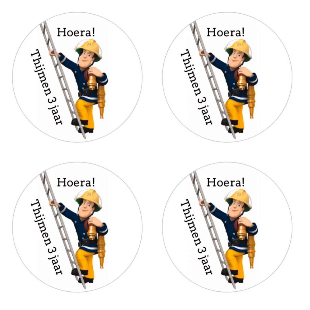 Cadeausticker "Brandweerman Sam" (set van 24), sluitsticker