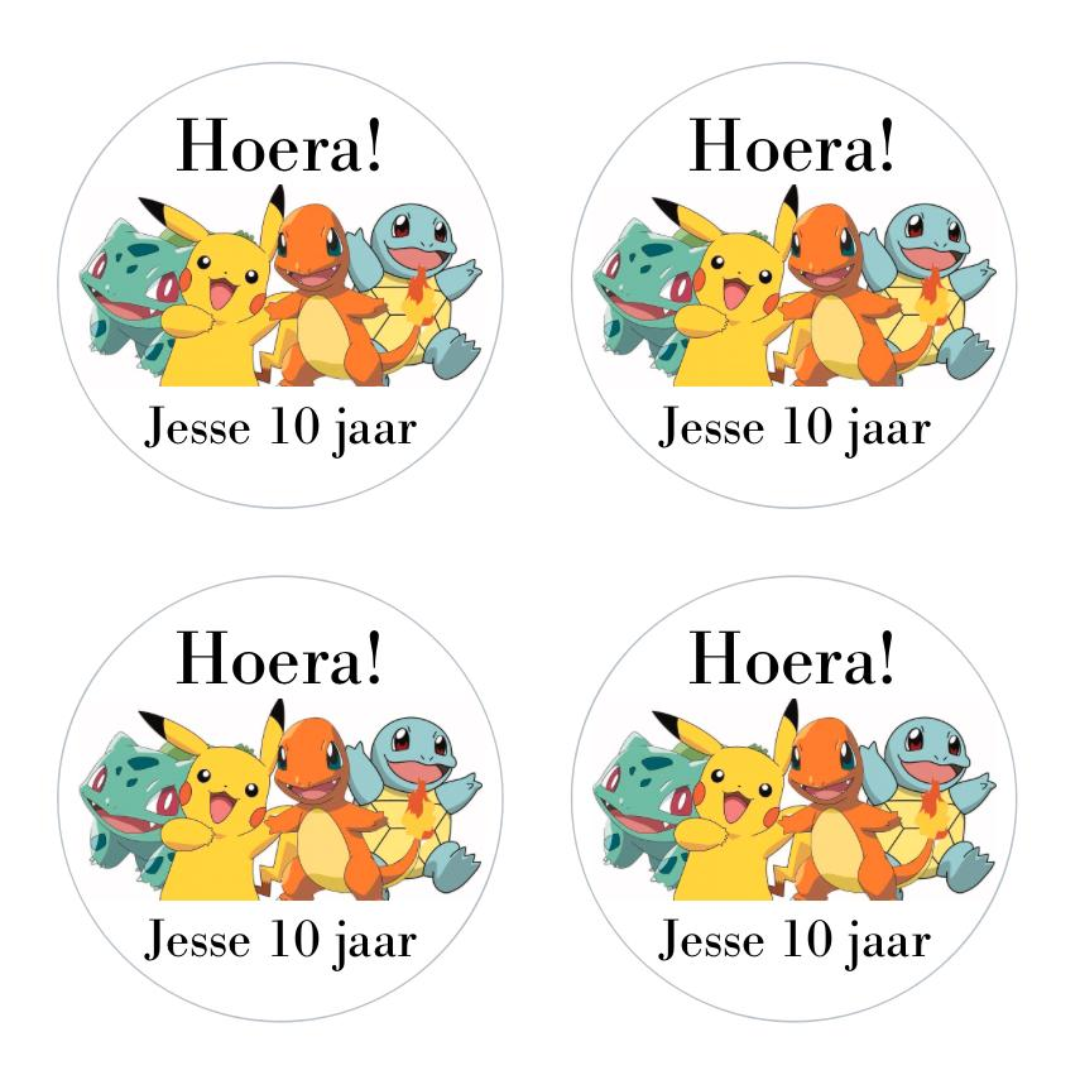 Cadeausticker "Pokemon" (set van 24), sluitsticker