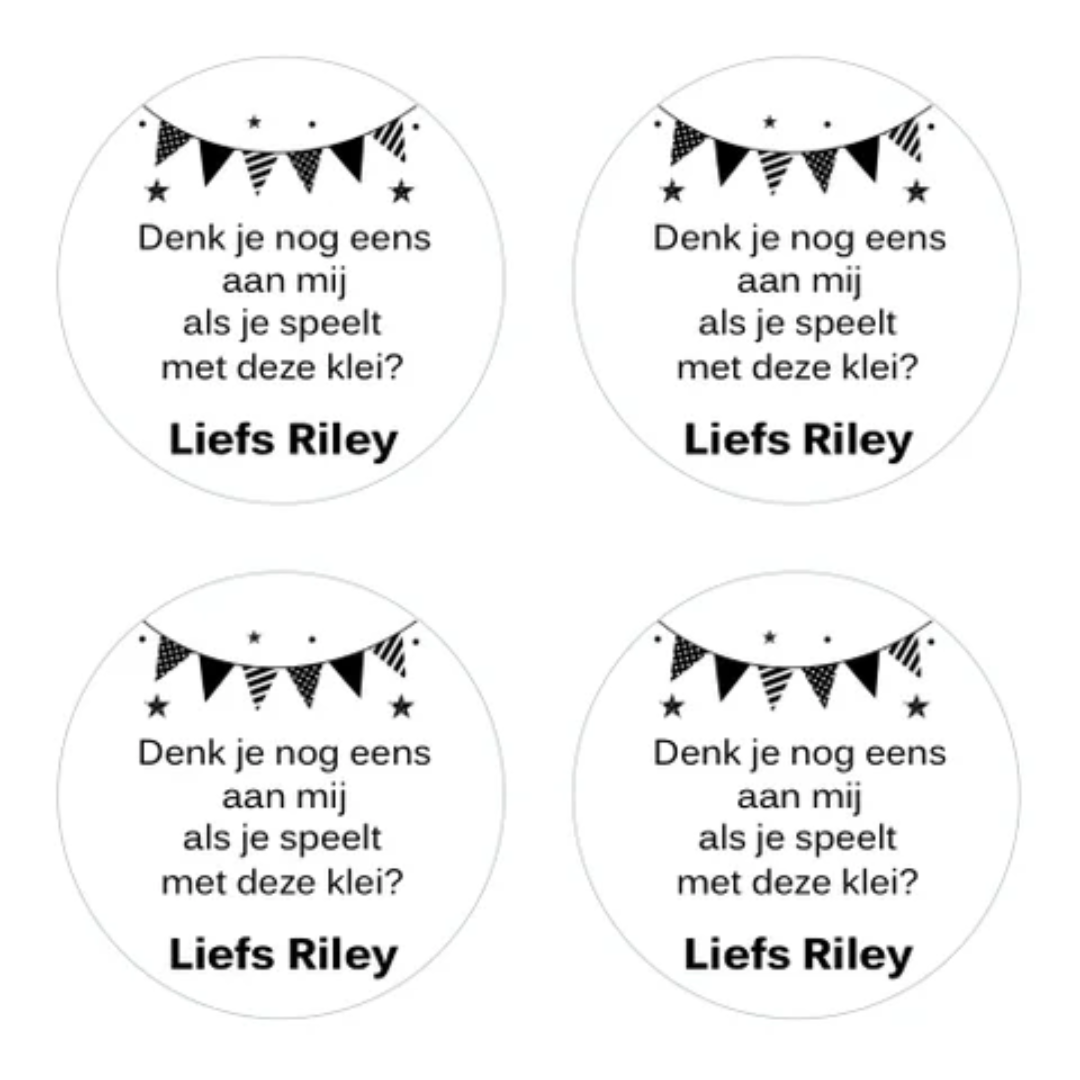 Cadeausticker "Denk je nog eens aan mij" (set van 24), sluitsticker