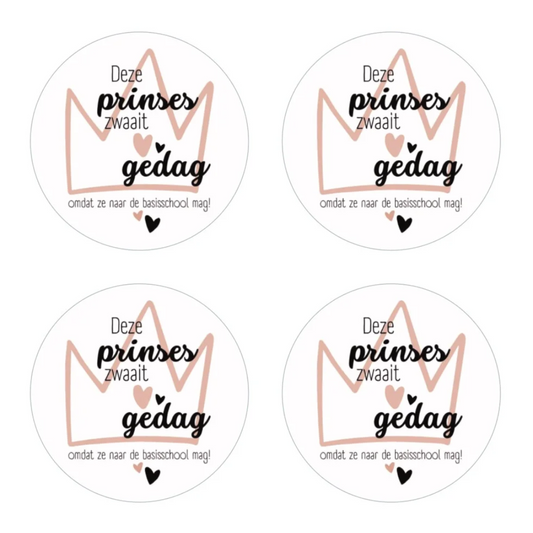 Cadeausticker "Deze prinses zwaait gedag" (set van 24), sluitsticker