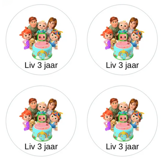 Cadeausticker "Cocomelon" (set van 24), sluitsticker