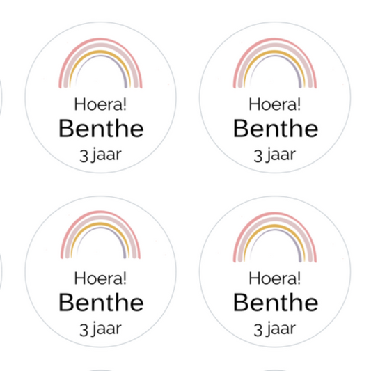 Cadeausticker "Regenboog" (set van 24), sluitsticker