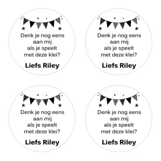 Cadeausticker "Denk je nog eens aan mij" (set van 24), sluitsticker