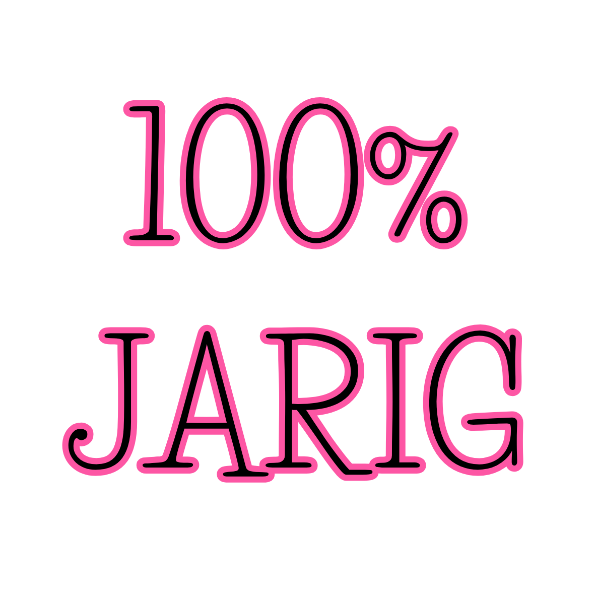 Cadeausticker "100% jarig roze" (set van 24), sluitsticker